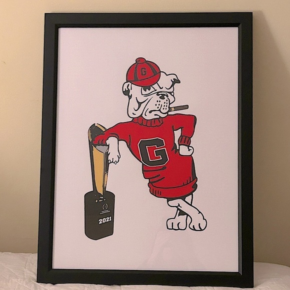 Professional Framed Leaning University of Georgia Bulldog Championship Art RSG - Picture 1 of 13